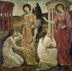 Cupido en Psyche - Palace Green Muurschilderingen - Psyche bij de Heiligdommen van Juno en Ceres, 1881
