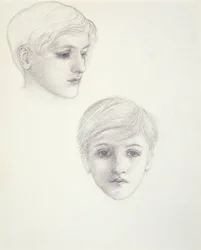 Studies van de zoon van de kunstenaar, Philip, als jonge jongen