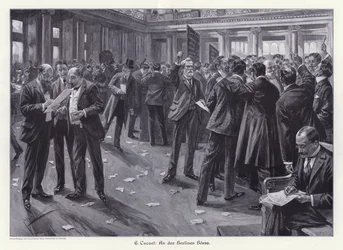 Op de beurs van Berlijn (gravure)