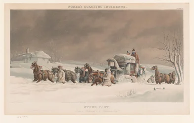 Koets vast in de sneeuw (Incidenten met rijtuigen) (Fores