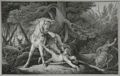 De dood van Willem Rufus, gegraveerd door Neagle, illustratie uit 