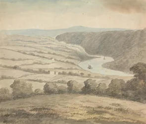 Rivierlandschap met boten