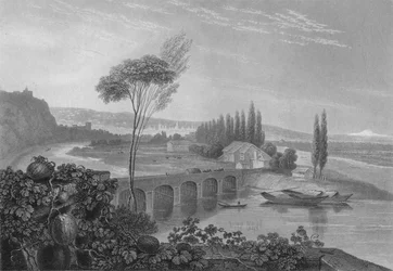 Lyon, vanaf de samenvloeiing van de Rhône en Saône, 1827