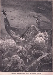 De dood van Harold bij de Slag bij Hastings AD 1066