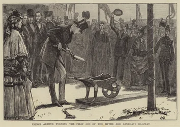 Prins Arthur die de Eerste Zode van de Hythe en Sandgate Railway omkeert
