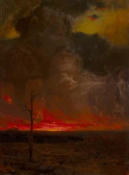 De onrust van de wolk, het felle gesmolten vuur van de zon (olieverf op doek)
