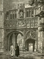 Hoofdingang, Trinity College, eind 19e eeuw
