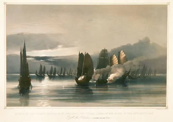 Aanval op het piratensquadron van Chuiapoo, bij Tysami, China, 28 september 1849