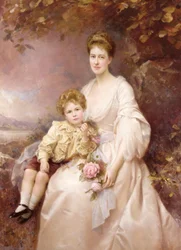 Portret van Laura Gwendolen Gascoigne en haar zoon Alvary