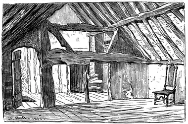 De bovenverdieping van Shakespeares geboortehuis, Stratford-upon-Avon, 1885