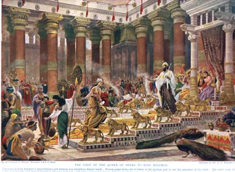 Het bezoek van de koningin van Sheba aan koning Salomo, illustratie uit 