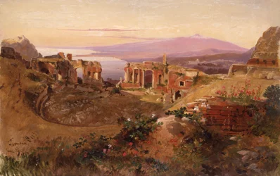 Uitzicht op Taormina, Sicilië
