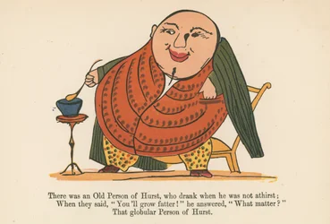 Er was een oude man van Hurst, die dronk als hij geen dorst had, uit 