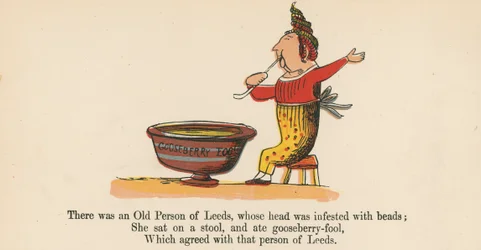 Er was een Oude Persoon uit Leeds, wiens hoofd vol kralen zat, uit 