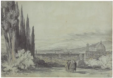 Uitzicht op Florence met de Dom in de verte, 1839