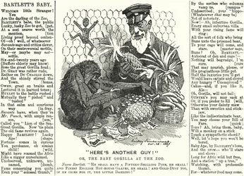 Punch cartoon: Abraham Dee Bartlett, directeur van de London Zoo, en een baby gorilla