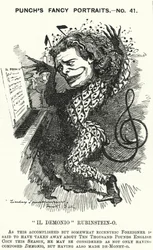 Punch cartoon: Anton Rubinstein, Russische pianist, componist en dirigent