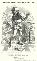 Punch cartoon: Francis Knollys, privésecretaris van de Prins van Wales (gravure)