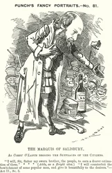 Punch cartoon: Robert Gascoyne-Cecil, 3e Markies van Salisbury, Engelse conservatieve politicus (gravure)