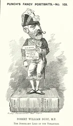 Punch cartoon: Robert William Duff, Schotse liberale politicus (gravure)