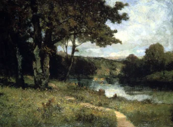 Bomen bij een rivier, 1891