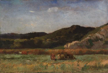 Naamloos landschap met grazende koeien, heuvels, 1891