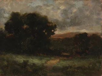 Naamloos landschap met weide en bomen, n.d.