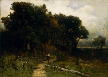 Naamloos landschap, houthakker op pad, 1879
