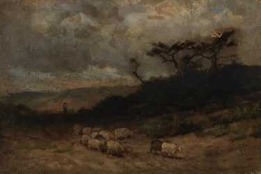 Ongenaamd herder met schapen, 1877
