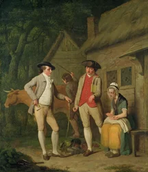 De koe en goederen van weduwe Costard, in beslag genomen voor belastingen, worden teruggekocht door de vrijgevigheid van Johnny Pearmain, 1782