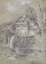 Landschap met watermolen