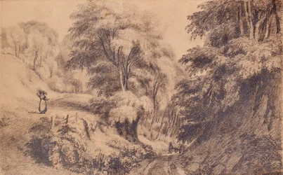 Landschap met vrouw en pad