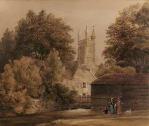 Uitzicht bij Winchester (kathedraal op de achtergrond)