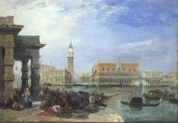 Uitzicht vanaf de Dogana, Venetië, richting de Piazzetta en het Dogepaleis