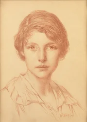 Een jonge vrouw (rood krijt)