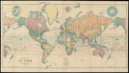 Stanfords bibliotheekkaart van de wereld op Mercatorprojectie