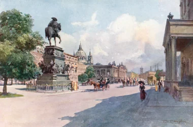Berlijn - Unter den Linden (kleurenlitho)