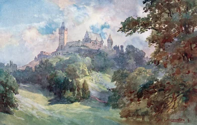 Coburg - Hertogelijk Kasteel en Perk (kleurenlitho)
