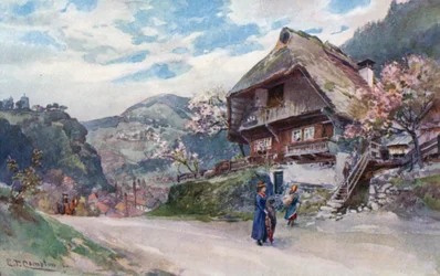 Hornberg in het Zwarte Woud (kleurenlitho)