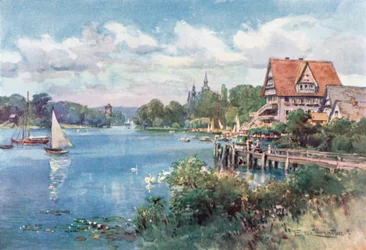 Kleiner Wannsee, bij Berlijn (kleurenlitho)