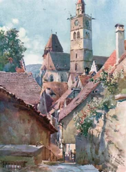 Ueberlingen aan het Bodenmeer (kleurenlitho)