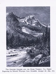 De Grand Jorasses en de Doire Torrent, Val Ferrett, uit British Adventure gepubliceerd door Collins, 1947