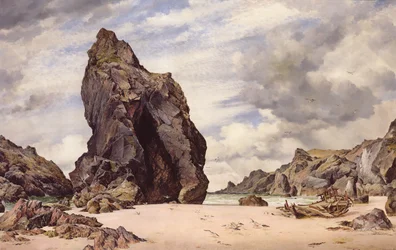 Steeple Rock, Kynance Cove, Lizard, Cornwall, Laag Water, 1873