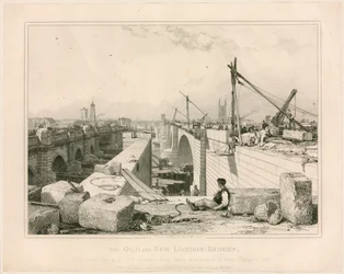 De oude en nieuwe Londense bruggen, 1830