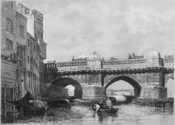 Het Southwark-einde van de oude London Bridge, 1831, 1912