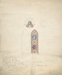 Ontwerp voor glas-in-loodramen in Ditteridge Church, ca. 1859