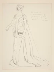 Een dame, kostuumschets voor Henry Irving