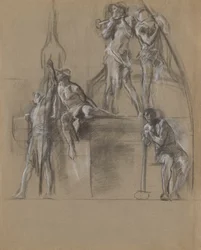 Compositorische studie voor figuren van mijnwerkers