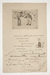 Ets door E.A. Abbey: De verwanten - (illustratie bij een Frans vers)