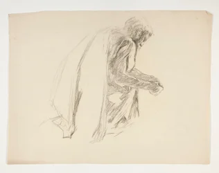 Figurenstudie voor Sir Lancelot en Sir Bors die Galahad uitrusten met zijn sporen, uit De zoektocht naar de Heilige Graal (tweede van een serie van vijftien schilderijen voor de Boston Public Library, voltooid in 1901)